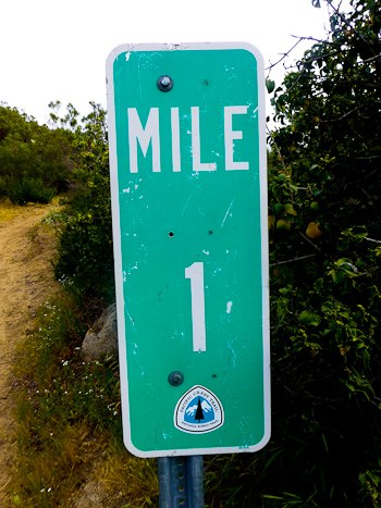 The Mile One sign on the Pacific Crest Trail